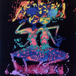 Batik Stoffbild zwei Tänzerinnen, 45 x 50 cm