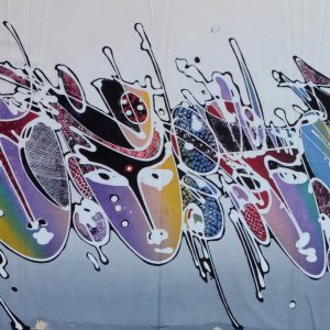 Batik Stoffbild bunte Masken, 45 x 140 cm