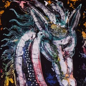 Batik Stoffbild Pferdekopf, 75 x 90 cm