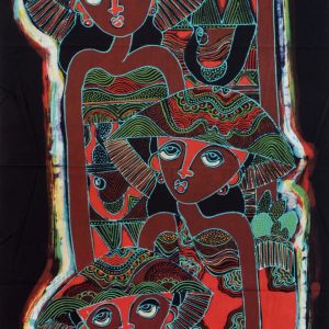 Batik Stoffbild Frauen-Motive, 45 x 140 cm