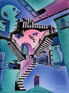 Batik Stoffbild Treppen  Motive im Afrika-Deko-Shop kaufen 256