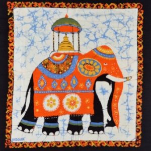 Batik Stoffbild festlicher Elefant