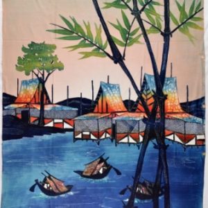 Batik Stoffbild Meeresstrand, ca. 70 x 90 cm