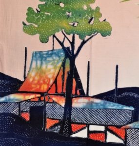 Batik Stoffbild Meeresstrand, ca. 70 x 90 cm