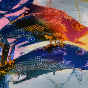 Batik balinesisches Stoffbild Fische, 90 x 75 cm