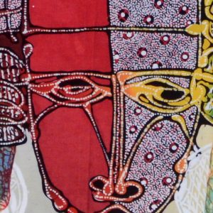 Batik balinesisches Stoffbild 3 Masken, 45 x 75 cm
