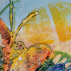 Batik balinesisches Stoffbild abstrakte Motive, 45 x 75 cm