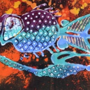 Batik balinesisches Stoffbild 4 Fische, 45 x 75 cm