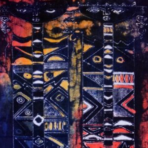 Batik balinesisches Stoffbild Masken lang, 45 x 75 cm