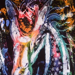 Batik balinesisches Stoffbild Pferdekopf, 45 x 75 cm