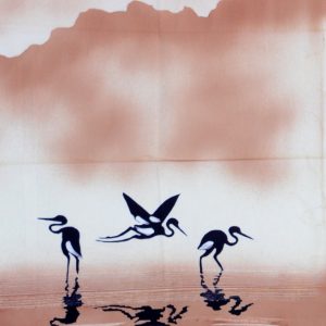 Batik balinesisches Stoffbild 3 Flamingos, 45 x 75 cm