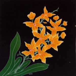Batik Bild Stoffbild Orchidee, 45 x 50 cm