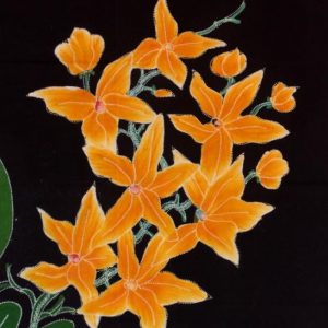 Batik Bild Stoffbild Orchidee, 45 x 50 cm