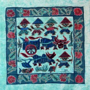 Batik Bild Stoffbild Landmotive, 45 x 50 cm