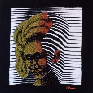 Batik balinesisches Stoffbild abstrakte Büste, 45 x 50 cm