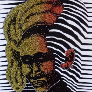 Batik balinesisches Stoffbild abstrakte Büste, 45 x 50 cm