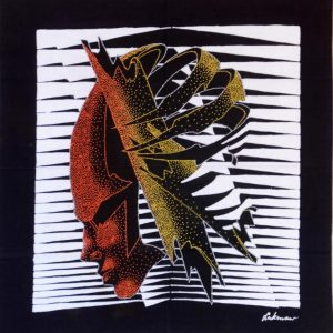 Batik balinesisches Stoffbild Maske 3-D, 45 x 50 cm