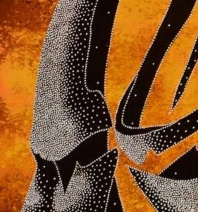 Batik balinesisches Stoffbild Masken-Paar, 45 x 50 cm