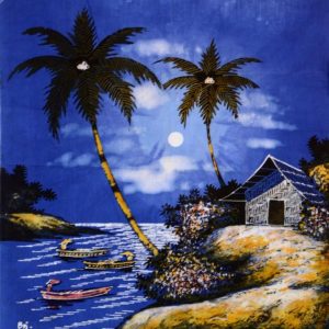 Batik Bild Stoffbild Meeresblick, 45 x 50 cm