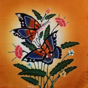 Batik balinesisches Stoffbild Schmetterlinge, 45 x 50 cm