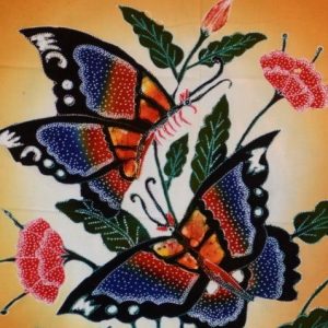 Batik balinesisches Stoffbild Schmetterlinge, 45 x 50 cm