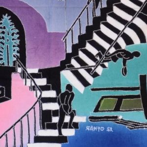 Batik balinesisches Stoffbild viele Treppen, 45 x 50 cm
