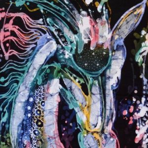Batik balinesisches Stoffbild Pferdekopf, 45 x 50 cm