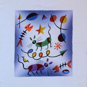 Batik balinesisches Stoffbild bunte Tiere 45 x 50 cm