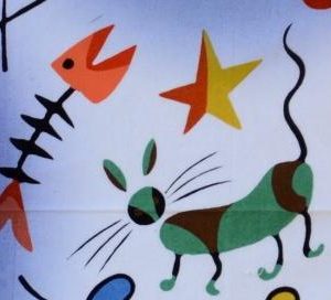 Batik balinesisches Stoffbild bunte Tiere 45 x 50 cm
