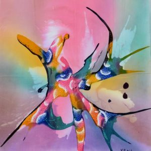 Batik Bild Stoffbild abstrakte Farben, 45 x 50 cm