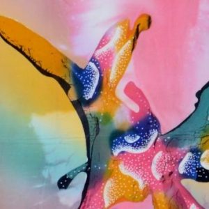Batik Bild Stoffbild abstrakte Farben, 45 x 50 cm