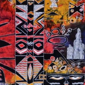 Batik balinesisches Stoffbild Masken, 90 x 100 cm