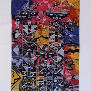Batik balinesisches Stoffbild Masken lang, 75 x 90 cm