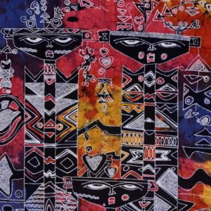 Batik balinesisches Stoffbild Masken lang, 75 x 90 cm