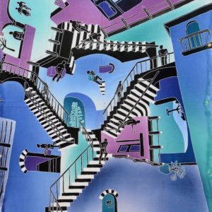 Batik Stoffbild Treppen endlos, 75 x 90 cm