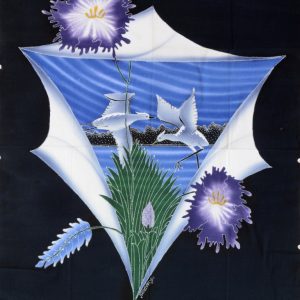 Batik Bild Stoffbild zwei Kraniche, 75 x 90 cm