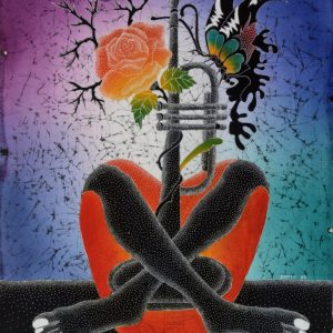 Batik Bild Stoffbild Paradiesapfel, 75 x 90 cm