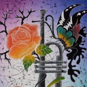 Batik Bild Stoffbild Paradiesapfel, 75 x 90 cm