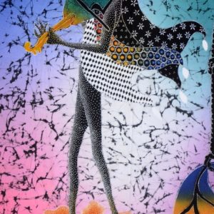 Batik Bild Stoffbild Geigenspieler, 75 x 90 cm