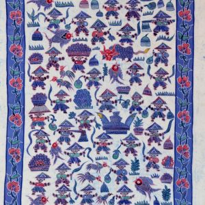 Batik afrikanisches Stoffbild traditionelle Motive, 75 x 90 cm