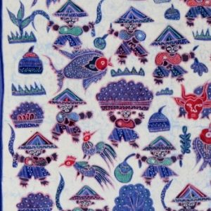 Batik afrikanisches Stoffbild traditionelle Motive, 75 x 90 cm