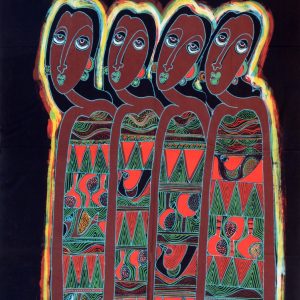 Batik Bild Stoffbild vier Frauen, 75 x 90 cm