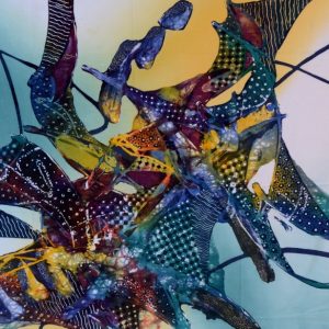 Batik balinesisches Stoffbild Drache abstrakt, 75 x 90 cm