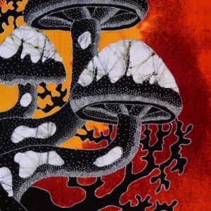 Batik balinesisches Stoffbild Maske Pilz, 75 x 90 cm