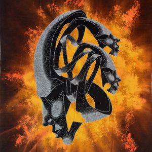 Batik balinesisches Stoffbild Masken 3-D, 75 x 90 cm