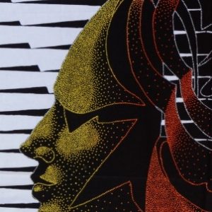 Batik balinesisches Stoffbild 2 Masken in 3-D, 75 x 90 cm