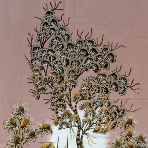 Batik Bild Stoffbild blühender Baum, 75 x 90 cm