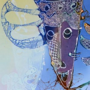 Batik balinesisches Stoffbild 5 Masken, 45 x 140 cm