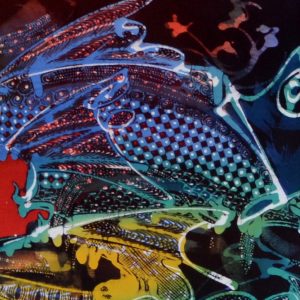 Batik balinesisches Stoffbild drei Fische, 45 x 140 cm