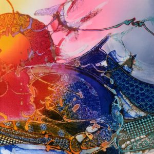 Batik balinesisches Stoffbild Fische im Meer, 75 x 90 cm